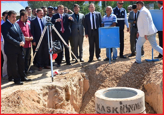 Gksun ilesinin kanalizasyon sorununu kkten halledecek olan kanalizasyon almalarnn temelini Kahramanmara Bykehir Belediye Bakan Mehmet Fatih Erko trenle att.